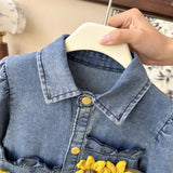 Girl Sunflower Denim Coat Dress