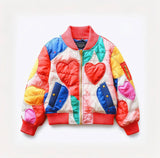 Lucky Sale-Multi Heart Bomber Jacket