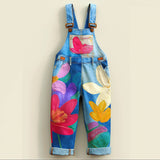 Lucky Sale Unisex-Floral Print Suspender Pants