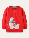 Alpaca Appliqu¨¦ Polka Dot Sweatshirt - CCMOM