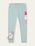 Alpaca Embroidered Penguin Printed Leggings - CCMOM