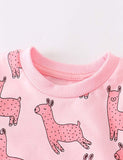 Alpaca Floral Print Long Sleeve Pullover - CCMOM