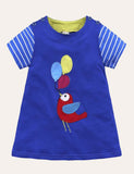 Animal Applique Casual Short Sleeves Striped Dress - CCMOM