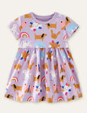 Animal Cartoon Full Printed Dress - CCMOM