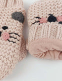 Animal Embroidery Knitted Wool Hat Gloves Two-Piece Set - CCMOM