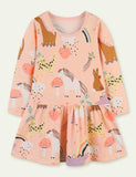 Animal Print Long Sleeve Dress - CCMOM