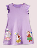 Baby Girl Dinosaur Appliqu¨¦ Flutter-sleeve Dress - CCMOM