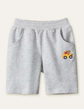 Bear Car Embroidered Shorts