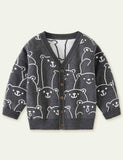 Bear Pattern Sweater Cardigan