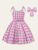 Bow Belt Plaid Party Dress - CCMOM