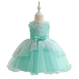 Bow Embroidered Mesh Party Dress - CCMOM