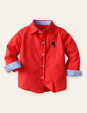 Bow Knight Embroidered Shirt Overalls Set - CCMOM