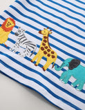 Boy Animal Embroidered Stripe Short Sleeves Tee - CCMOM