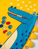 Boy Cartoon Crocodile Fake Two Pieces T-shirt - CCMOM