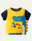 Boy Cartoon Crocodile Fake Two Pieces T-shirt - CCMOM