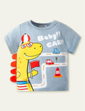 Boy Cartoon Dinosaur Patch T-shirt