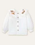 Butterfly Flower Embroidered Strap Dress & Long Sleeve Shirt - CCMOM