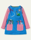 Ccmom Toddler Girl Artist Appliqu¨¦ Pocket Casual Dress - CCMOM