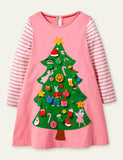 Christmas Sale-Tree Appliqu¨¦ Long Sleeve Dress