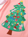 Christmas Tree Appliqu¨¦ Long Sleeve Dress - CCMOM