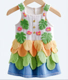 Lucky Sale-Leaf Pattern Sleeveless Dress