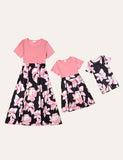 Family Matching Floral Print Dress & Floral Print Short Sleeves Shirt Sets
