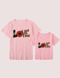 Family Matching Love Appliqu¨¦ Short Sleeves T-shirt - CCMOM