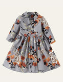 Printed Suit Collar Formal Dress - CCMOM