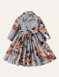 Printed Suit Collar Formal Dress - CCMOM