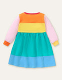 Rainbow Embroidered Long Sleeve Dress - CCMOM