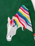 Rainbow Pony Appliqu¨¦ Long Sleeve Dress - CCMOM