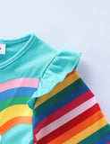 Rainbow Sequined Unicorn Butterfly Long Sleeve Dress - CCMOM