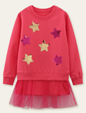 Sequined Star Mesh Dress - CCMOM
