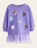 Sequined Star Mesh Dress - CCMOM