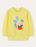 Shy Rabbit Appliqu¨¦ Carrot Embroidered Sweatshirt
