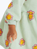 Smiling Flower Printed Long Sleeve Dress - CCMOM