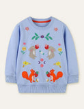Squirrel Rabbit Appliqu¨¦ Embroidered Sweatshirt - CCMOM
