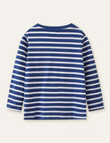 Toddler Boy Animal Bus Embroidered Striped Long Sleeves Shirt - CCMOM