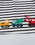Toddler Excavator Appliqu¨¦ Striped Long Sleeve T-shirt - CCMOM