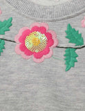 Toddler Flower Embroidered Crew Neck Pull Over Sweatshirt - CCMOM