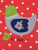 Toddler Girl Bird Emboridered Polka Dots Long Sleeves Shirt - CCMOM