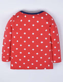 Toddler Girl Bird Emboridered Polka Dots Long Sleeves Shirt - CCMOM