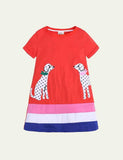 Toddler Girl Turtle Appliqu¨¦ Short-Sleeved Striped Dress - CCMOM