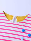 Toddler Girl Turtle Appliqu¨¦ Short-Sleeved Striped Dress - CCMOM