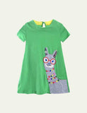 Toddler Girl Turtle Appliqu¨¦ Short-Sleeved Striped Dress - CCMOM