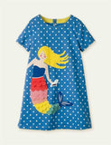 Toddler Girl Turtle Appliqu¨¦ Short-Sleeved Striped Dress - CCMOM