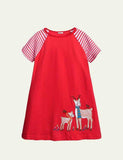 Toddler Girl Turtle Appliqu¨¦ Short-Sleeved Striped Dress - CCMOM