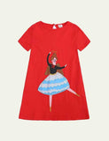 Toddler Girl Turtle Appliqu¨¦ Short-Sleeved Striped Dress - CCMOM