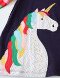 Toddler Girl Unicorn Appliqu¨¦ Long Sleeve Dress - CCMOM