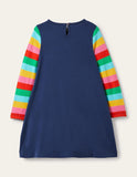 Toddler Girl Unicorn Appliqu¨¦ Long Sleeve Dress - CCMOM
